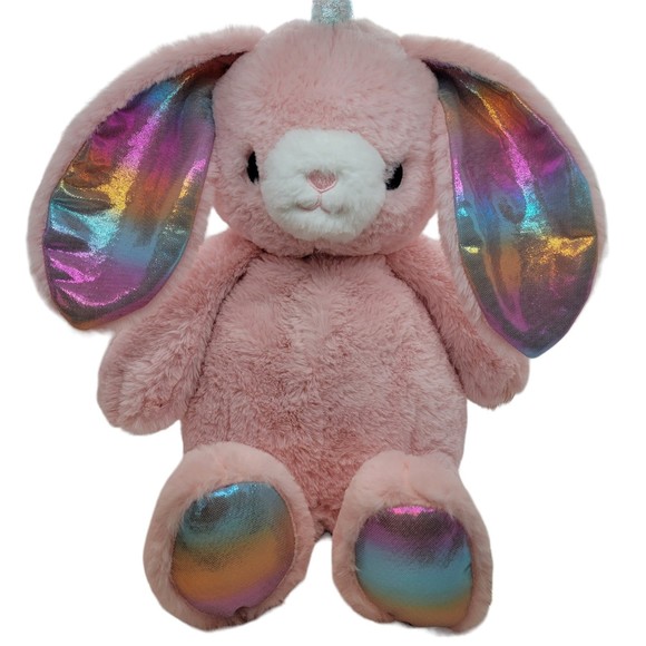 FAO Schwarz Glow Brights Pink Plush BunnyCorn LED Lights When Hugged & Sound - Picture 1 of 7